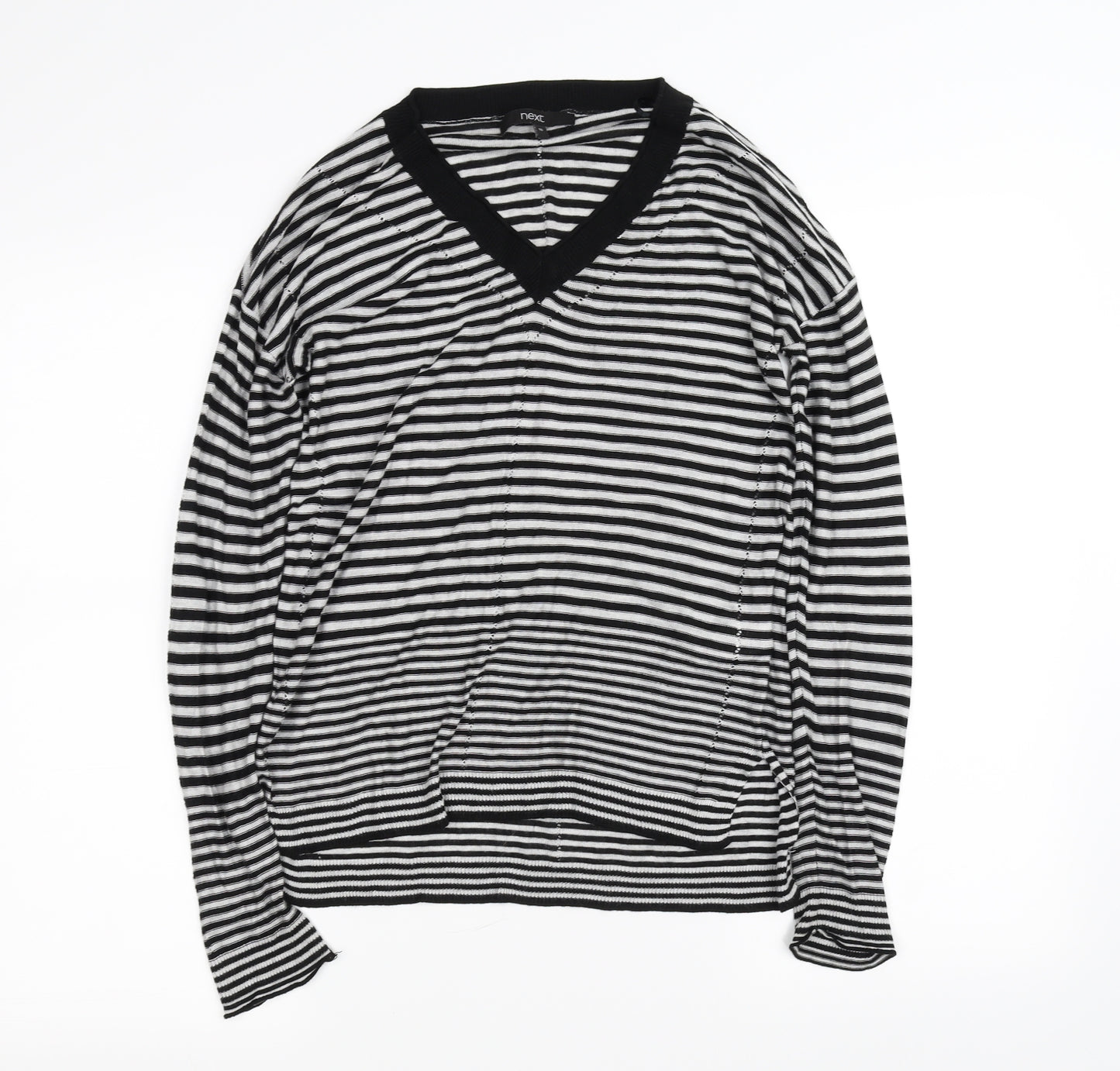 NEXT Womens Black Striped  Basic Blouse Size 10