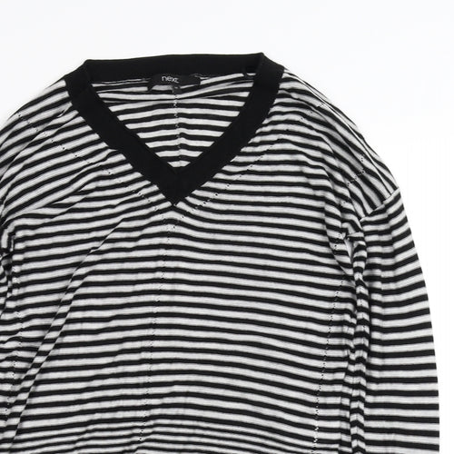 NEXT Womens Black Striped  Basic Blouse Size 10
