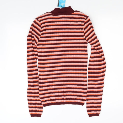porimark Womens Orange Striped  Pullover Jumper Size S