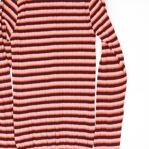 porimark Womens Orange Striped  Pullover Jumper Size S