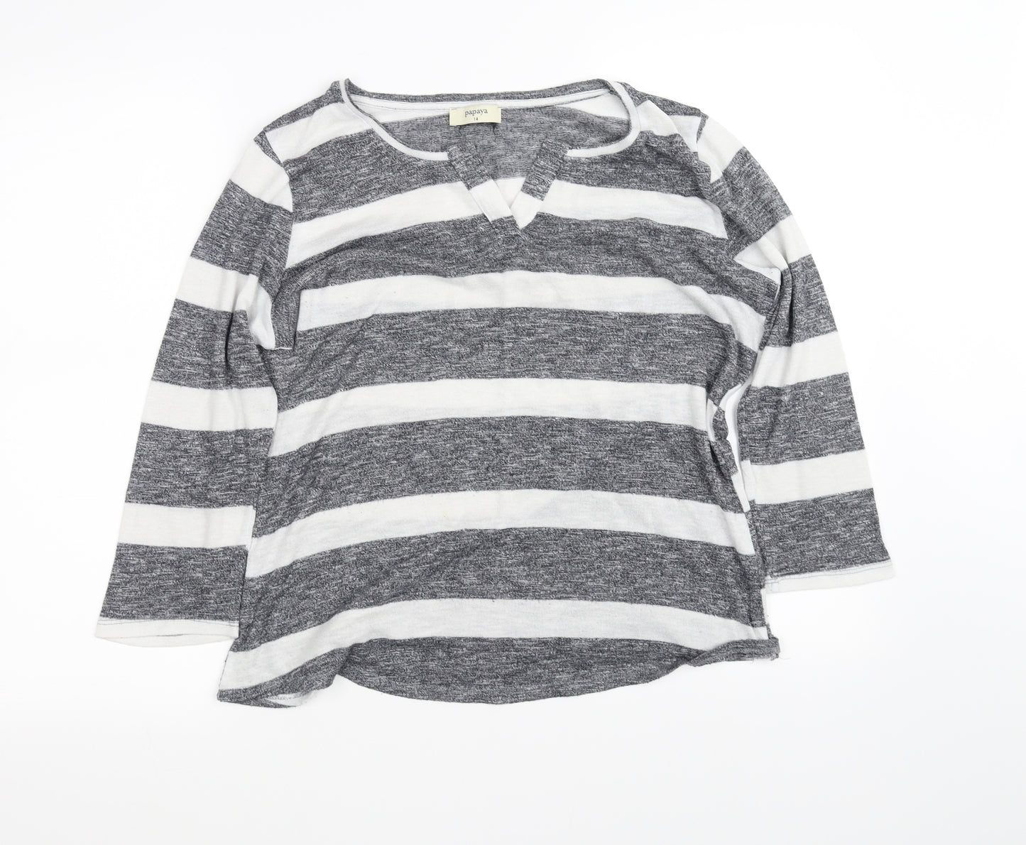 Papaya Womens Grey Striped  Basic Blouse Size 14