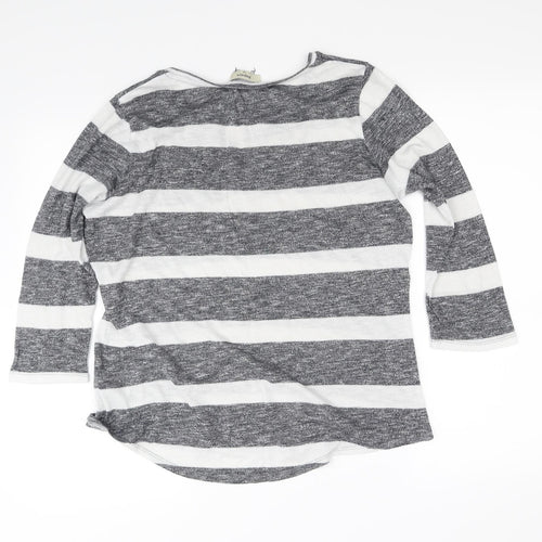 Papaya Womens Grey Striped  Basic Blouse Size 14