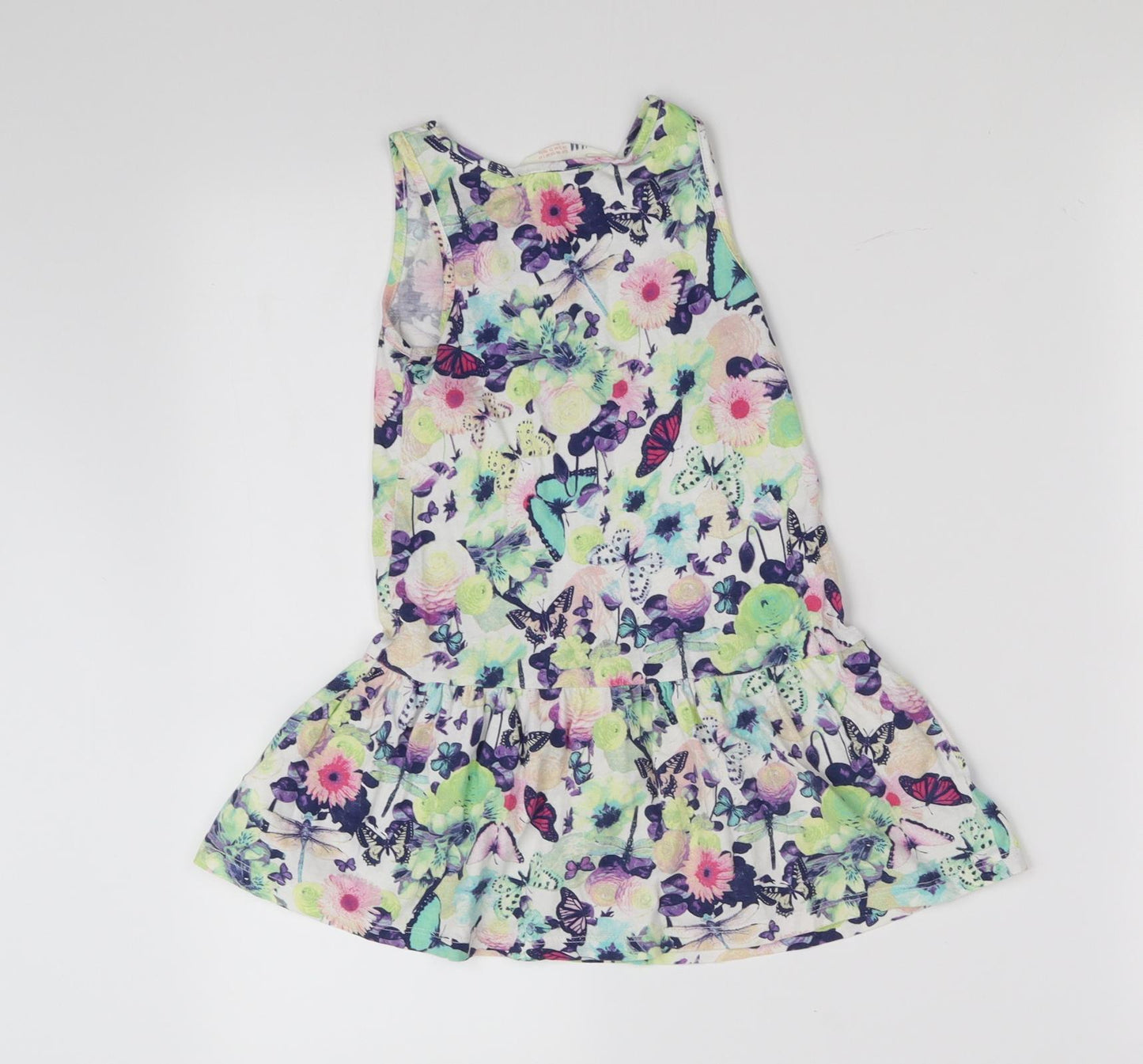 F&F Girls White Animal Print  Fit & Flare  Size 3-4 Years
