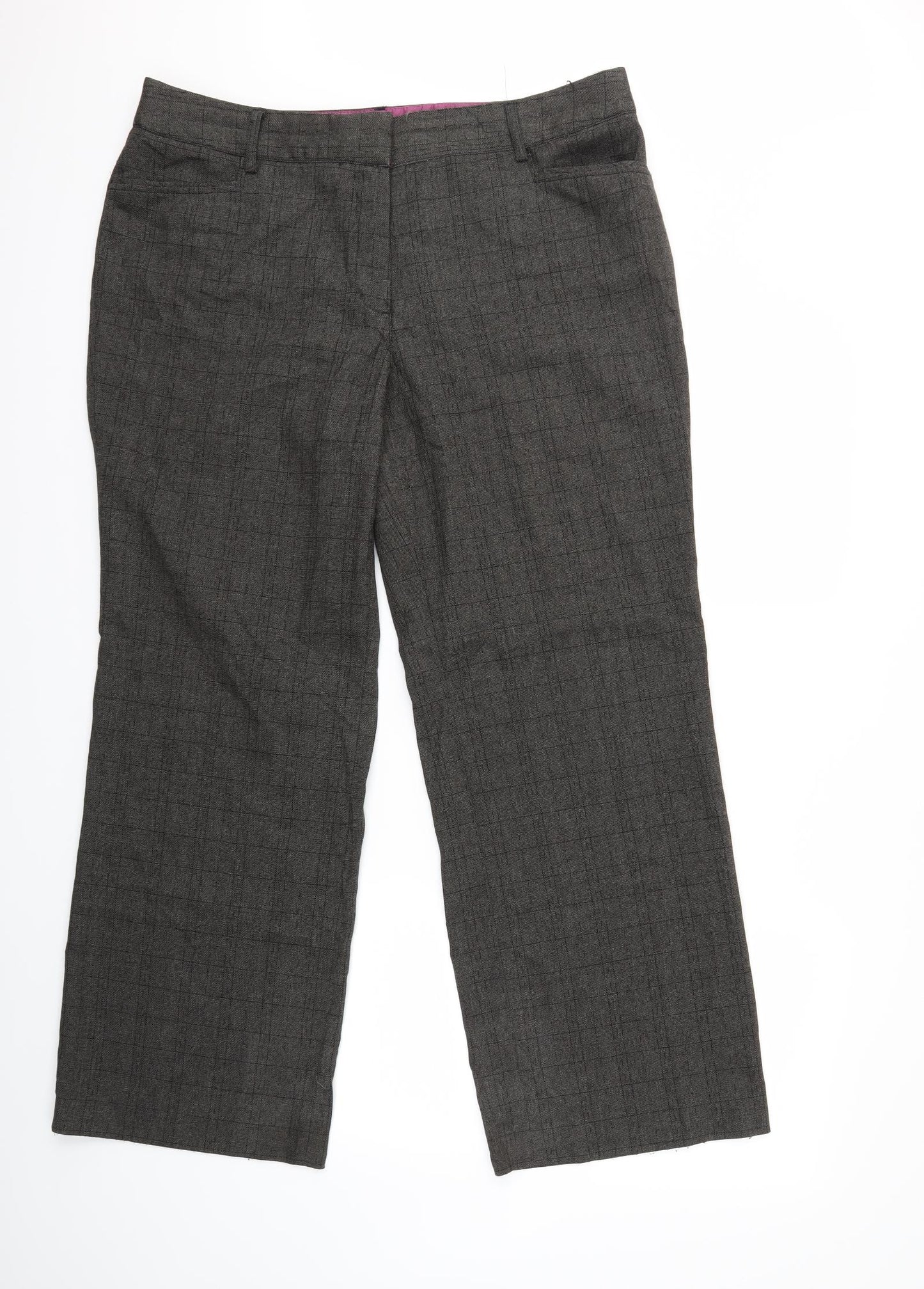 NEXT Womens Grey Check  Trousers  Size 18 L30 in