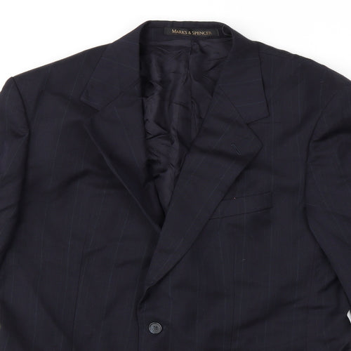 Marks and Spencer Mens Blue Striped  Jacket Suit Jacket Size 40
