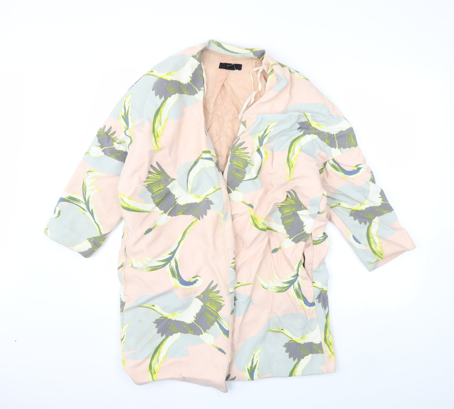 H&M Womens Pink Floral  Overcoat Coat Size S