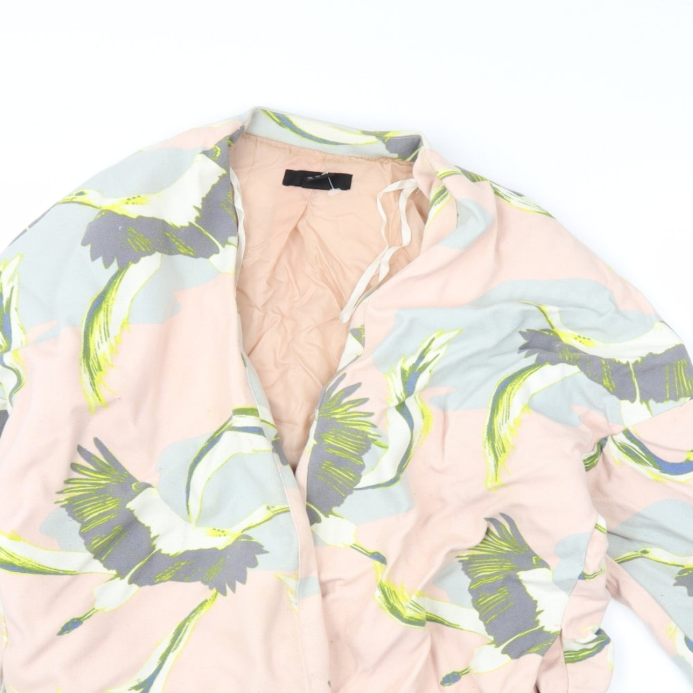 H&M Womens Pink Floral  Overcoat Coat Size S