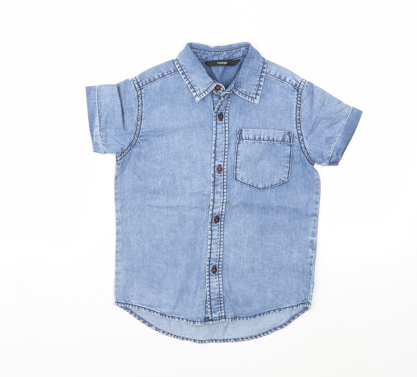 George Boys Blue  Denim Basic Button-Up Size 4-5 Years