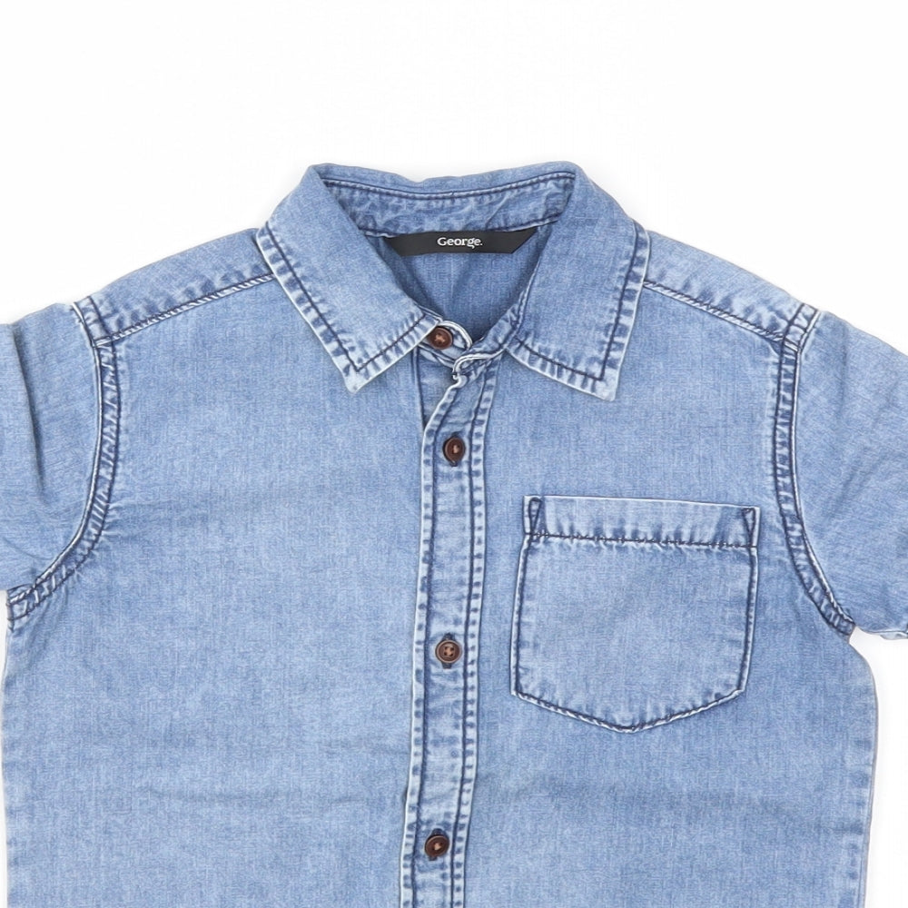 George Boys Blue  Denim Basic Button-Up Size 4-5 Years