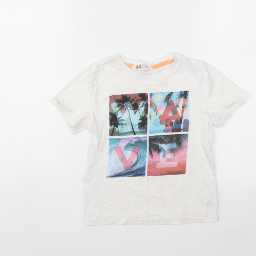 H&M Boys White   Basic T-Shirt Size 5-6 Years