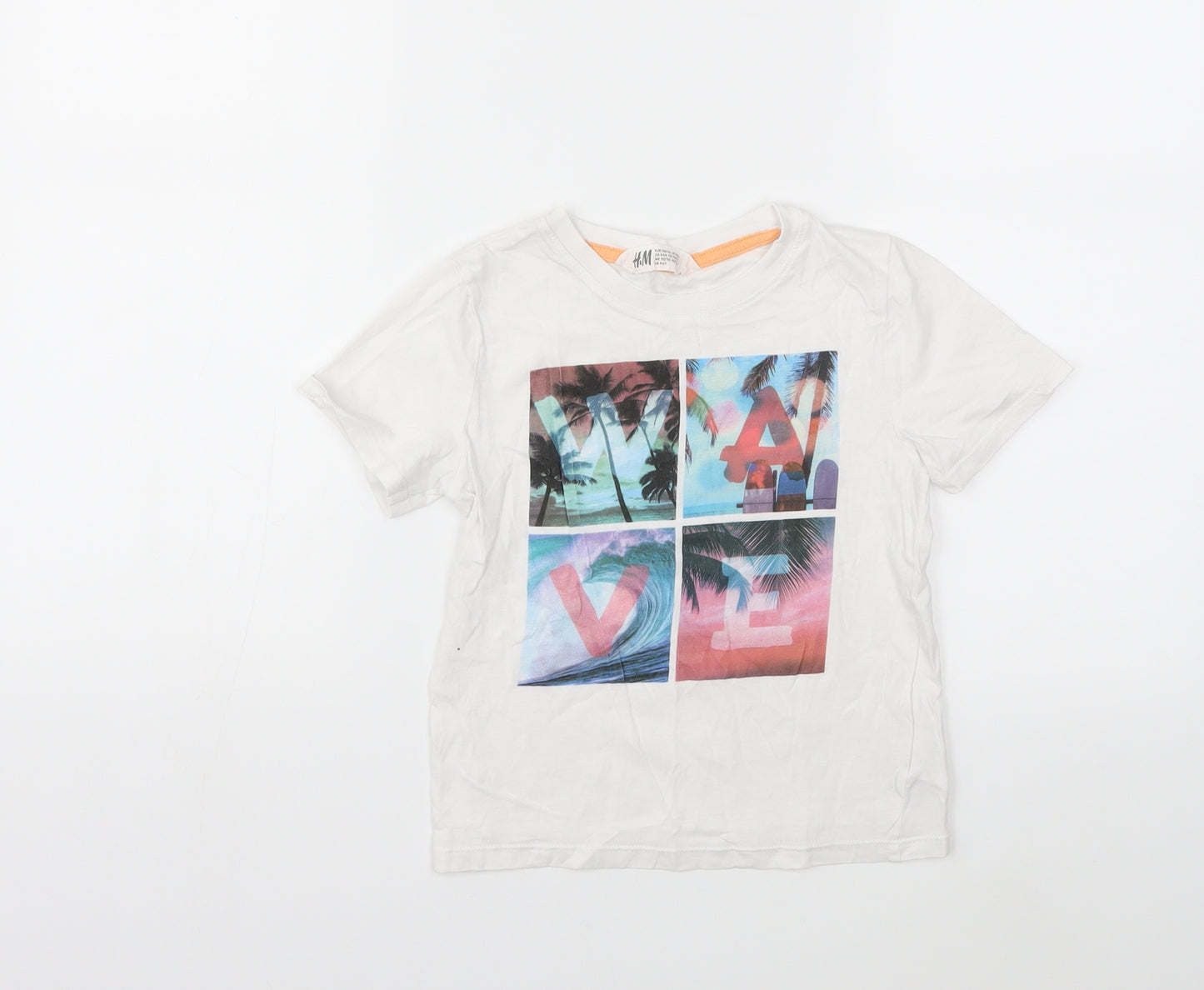 H&M Boys White   Basic T-Shirt Size 5-6 Years