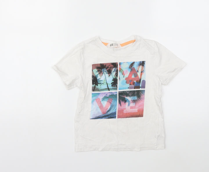 H&M Boys White   Basic T-Shirt Size 5-6 Years