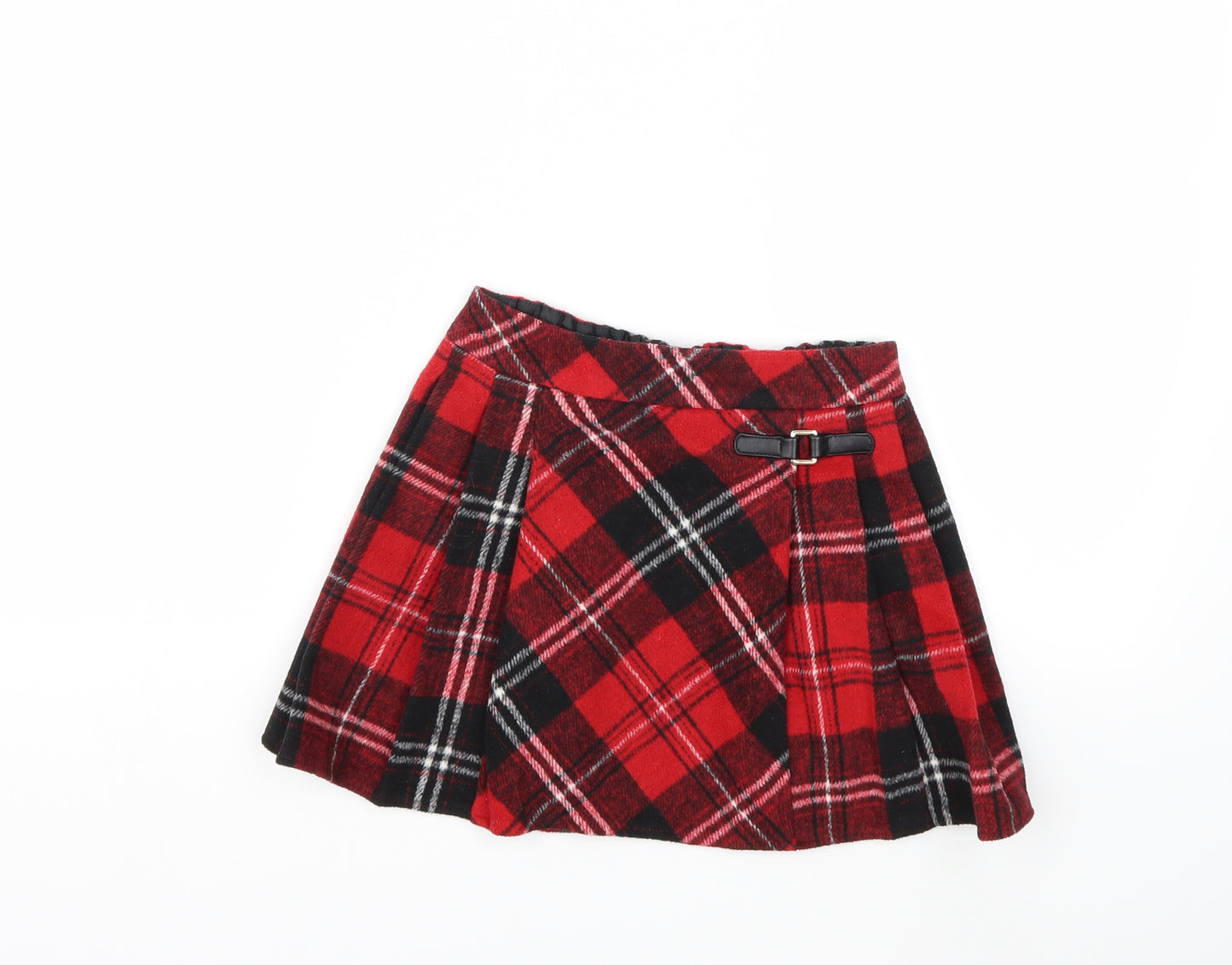 Matalan Girls Red Check  Pleated Skirt Size 7 Years