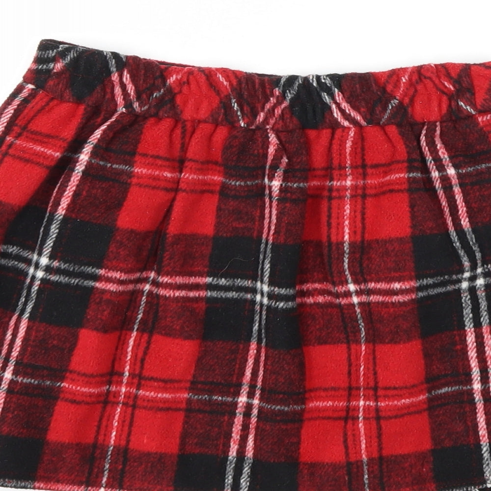 Matalan Girls Red Check  Pleated Skirt Size 7 Years