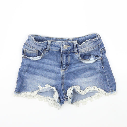Denim & Co. Girls Blue  Denim Hot Pants Shorts Size 8-9 Years
