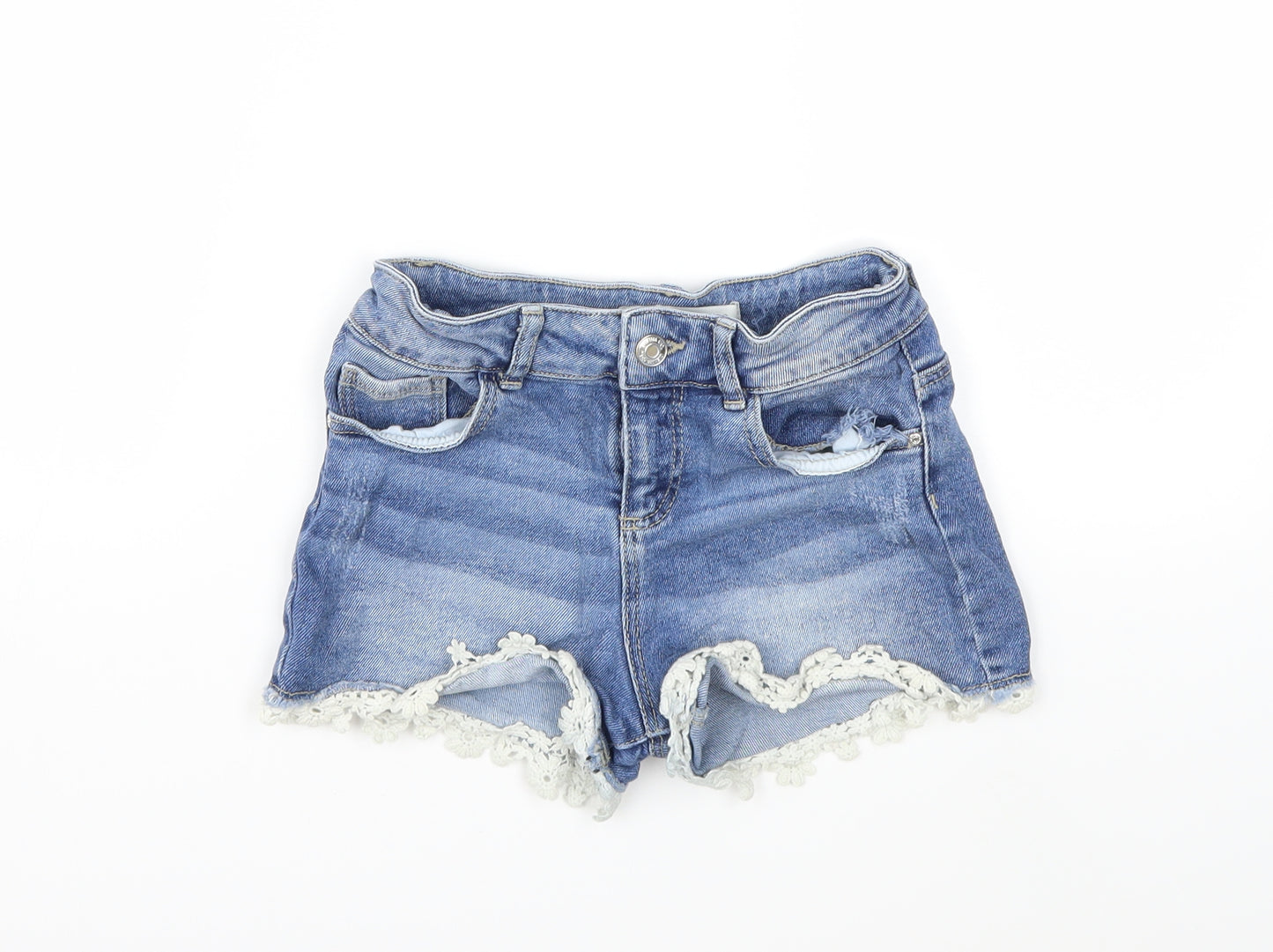 Denim & Co. Girls Blue  Denim Hot Pants Shorts Size 8-9 Years