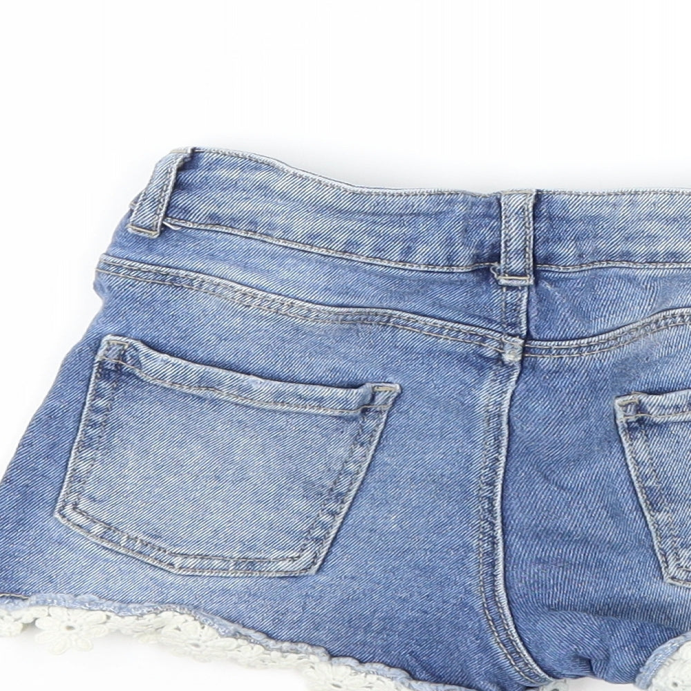Denim & Co. Girls Blue  Denim Hot Pants Shorts Size 8-9 Years