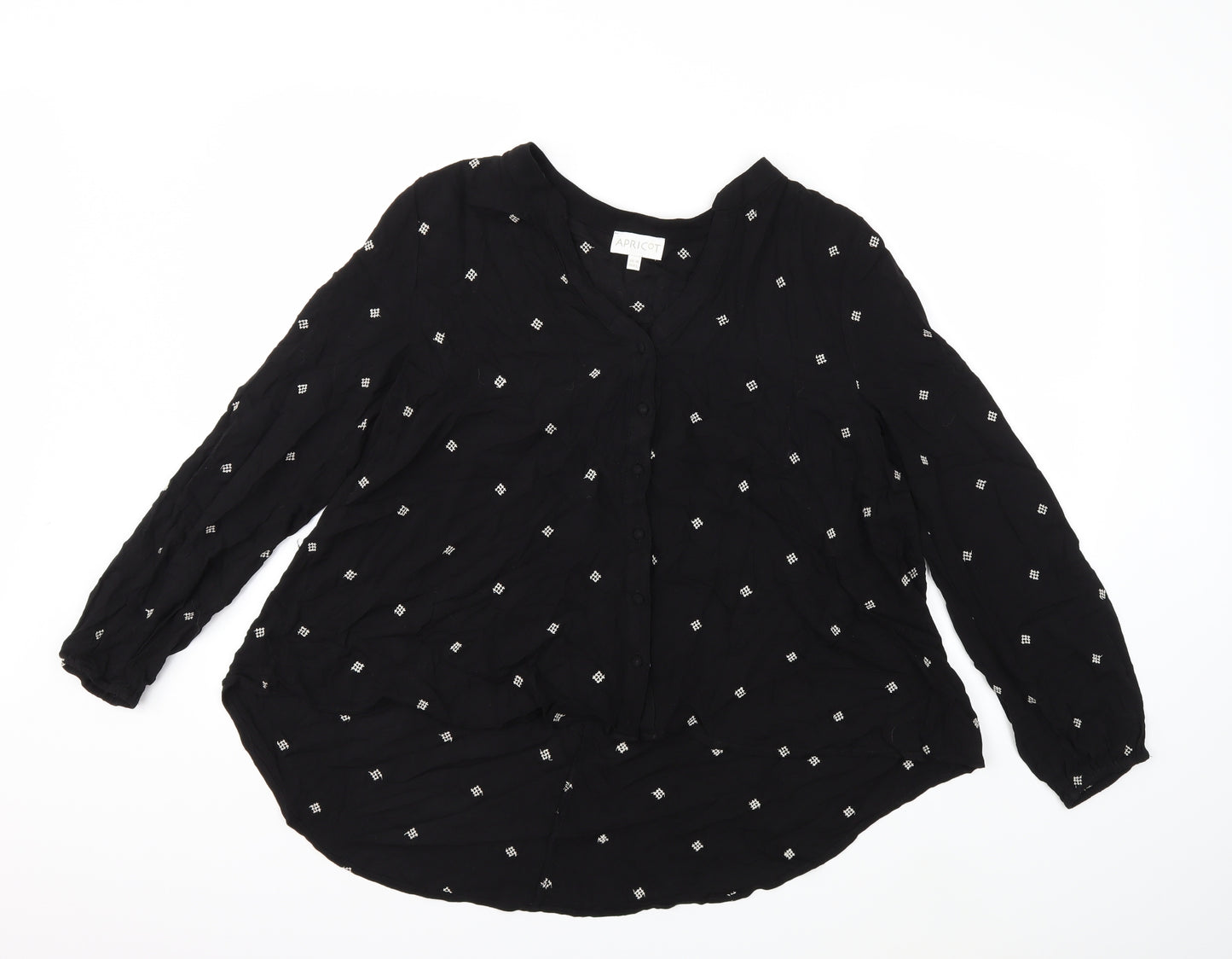 Apricot Womens Black Geometric  Basic Blouse Size 14