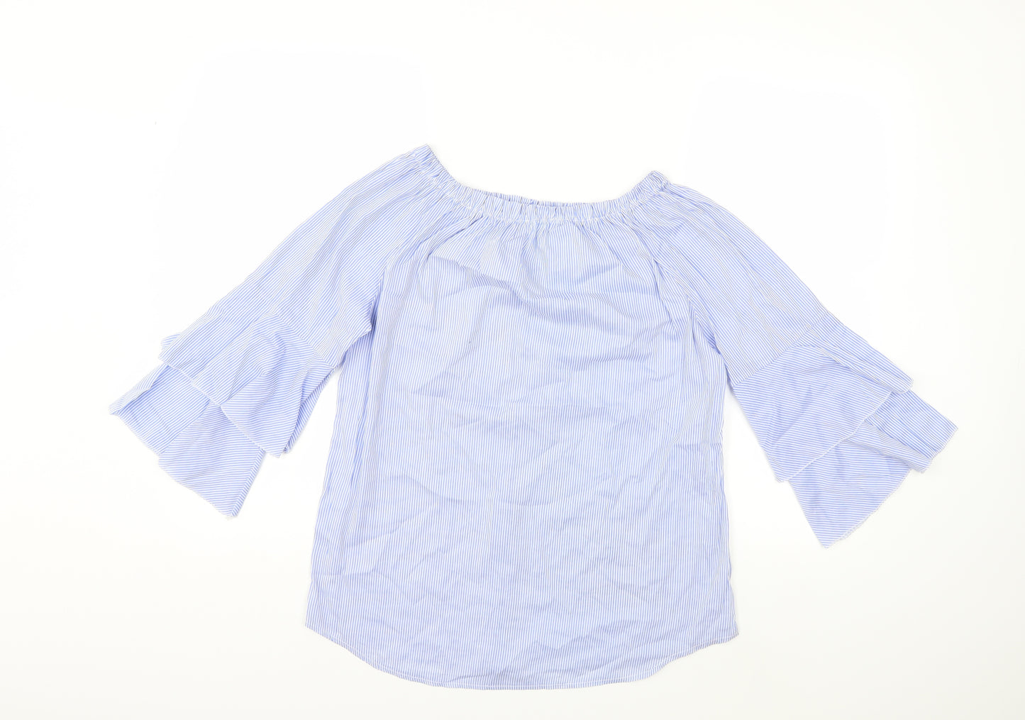 Blue Vanilla Womens Blue Striped  Basic Blouse Size S