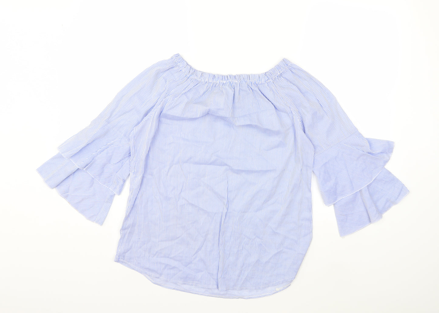 Blue Vanilla Womens Blue Striped  Basic Blouse Size S