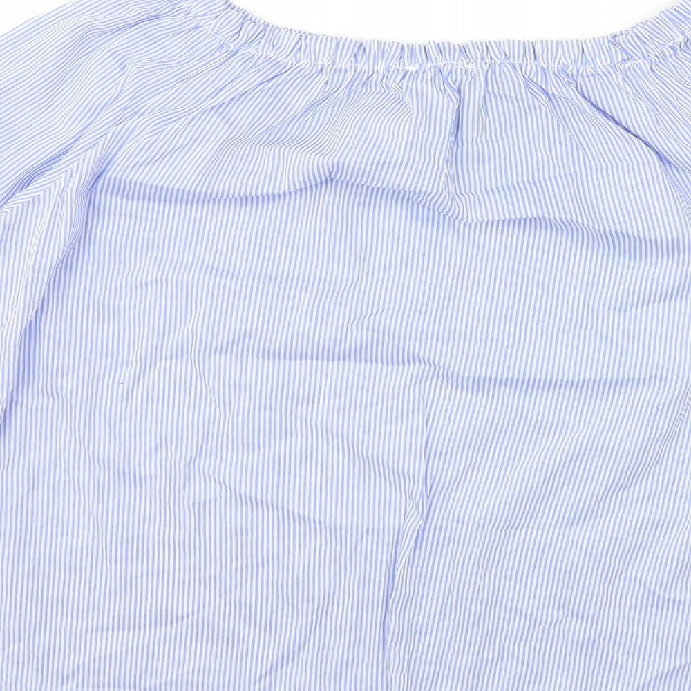 Blue Vanilla Womens Blue Striped  Basic Blouse Size S