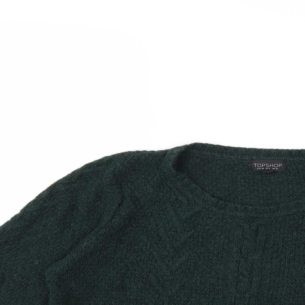 Topshop Womens Green  Knit Pullover Jumper Size 10