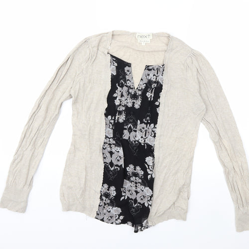 NEXT Womens Beige Floral Knit Cardigan Jumper Size 10