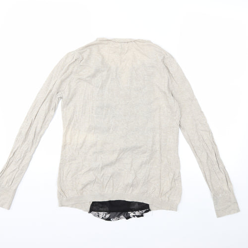 NEXT Womens Beige Floral Knit Cardigan Jumper Size 10
