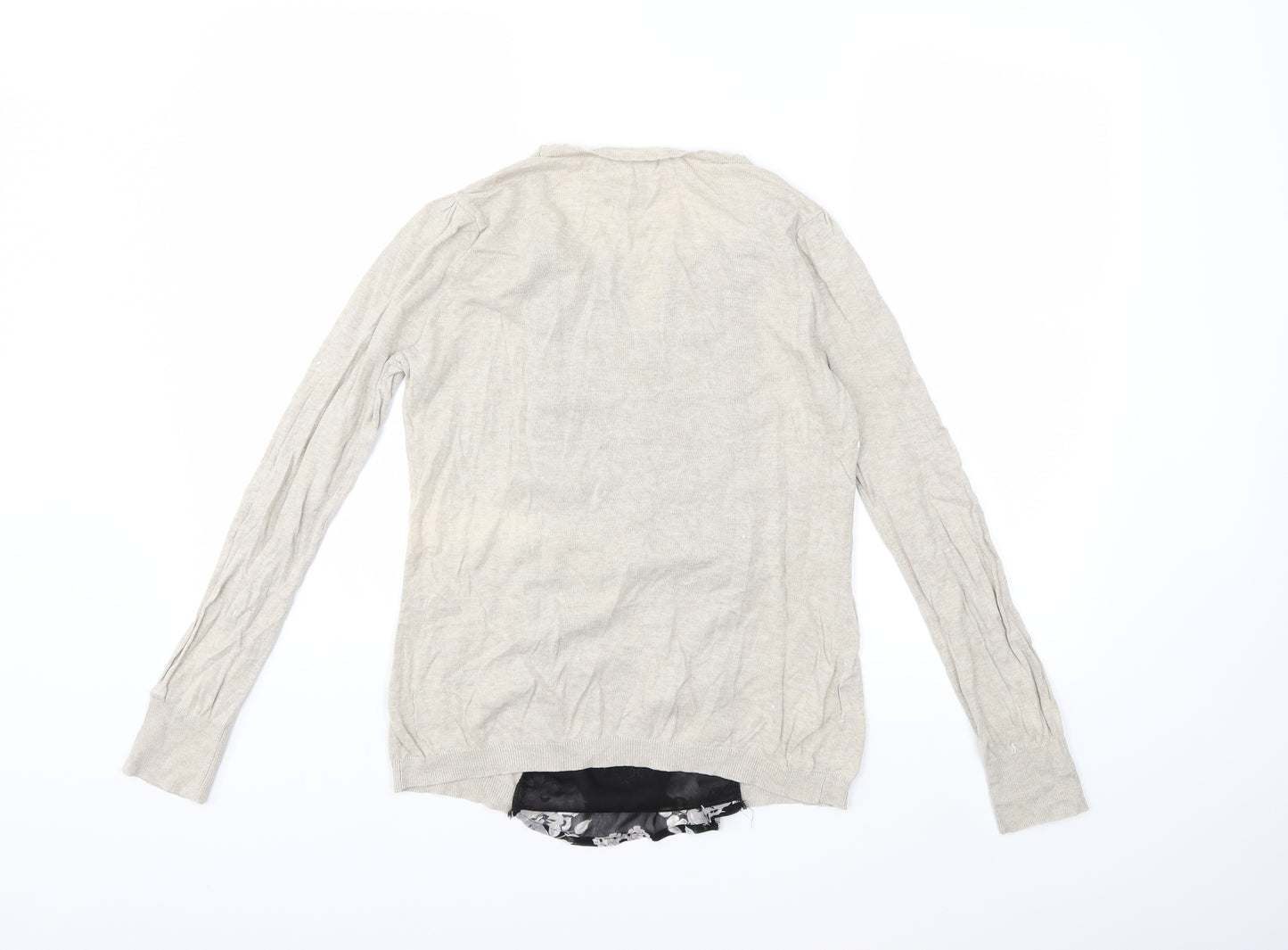 NEXT Womens Beige Floral Knit Cardigan Jumper Size 10