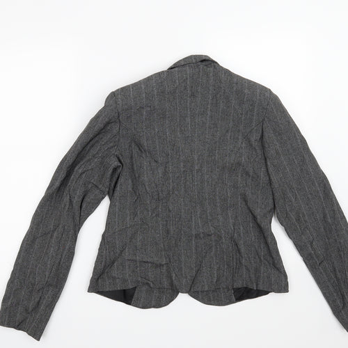 Preworn Womens Grey Striped  Jacket Blazer Size 10