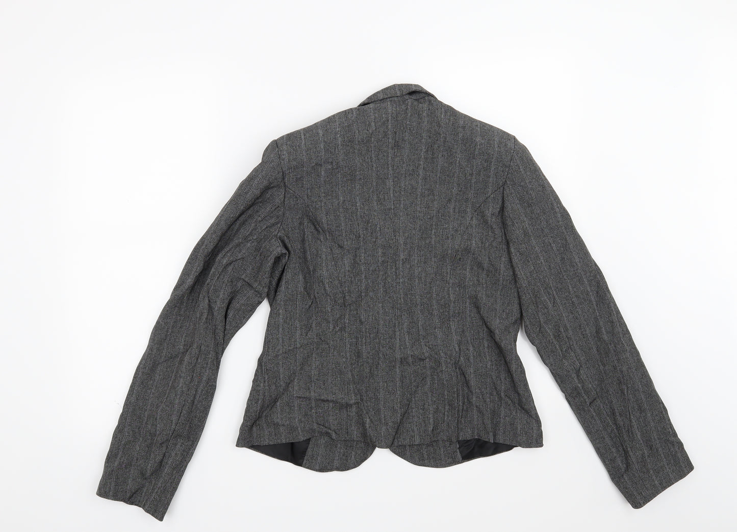 Preworn Womens Grey Striped  Jacket Blazer Size 10