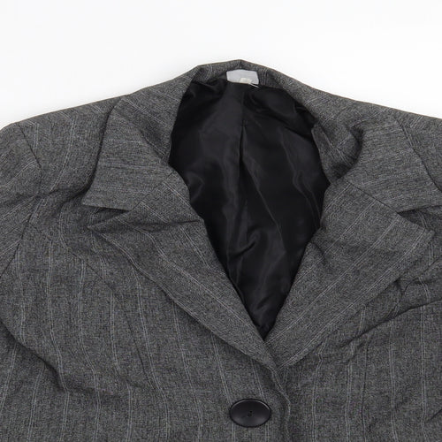 Preworn Womens Grey Striped  Jacket Blazer Size 10