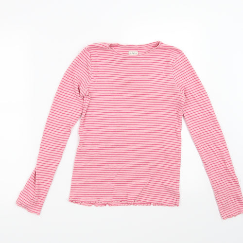 F&F Girls Pink Striped  Basic T-Shirt Size 13-14 Years