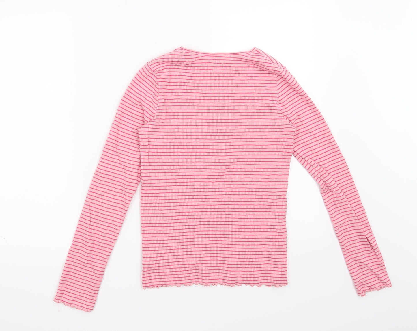 F&F Girls Pink Striped  Basic T-Shirt Size 13-14 Years