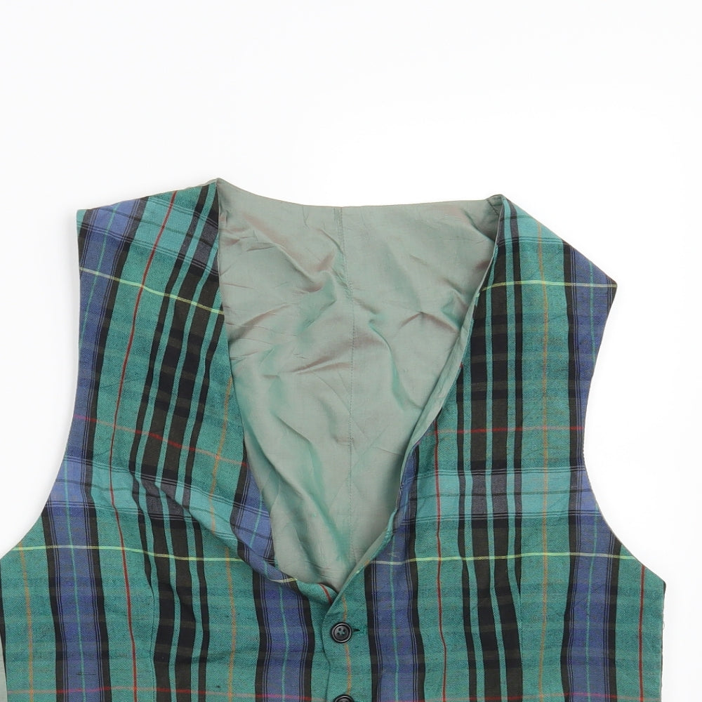 St Michael  Mens Green Check  Jacket Waistcoat Size M