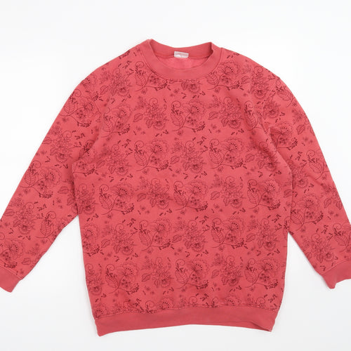 Damart Womens Pink Floral  Pullover Sweatshirt Size 14
