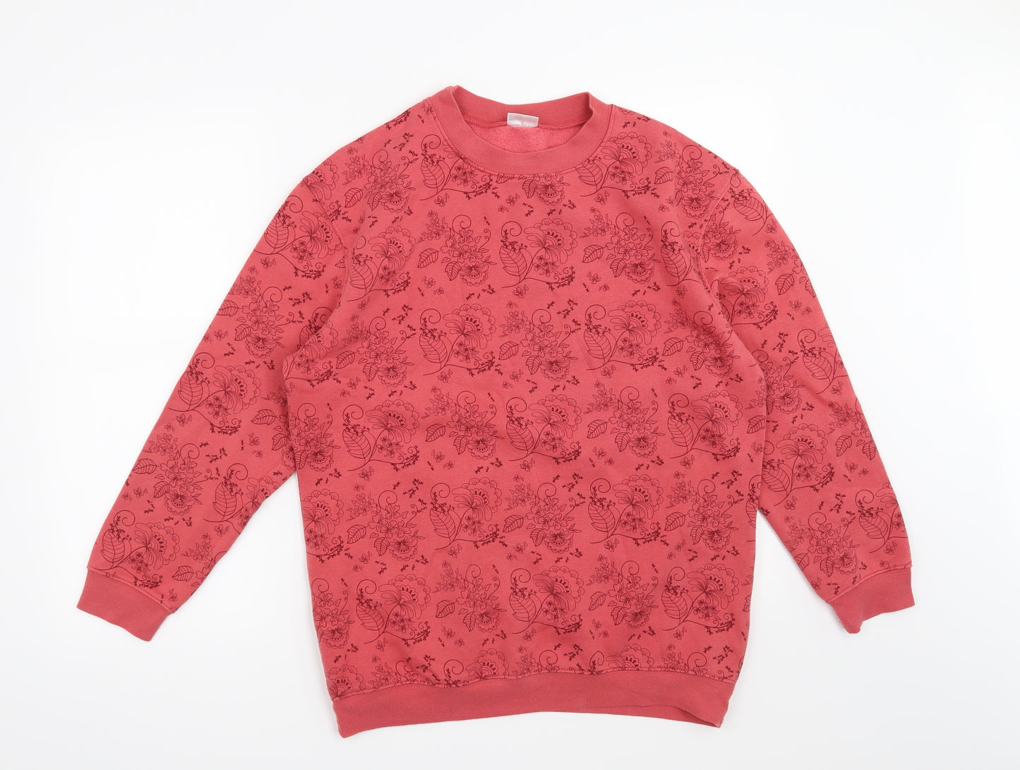 Damart Womens Pink Floral  Pullover Sweatshirt Size 14