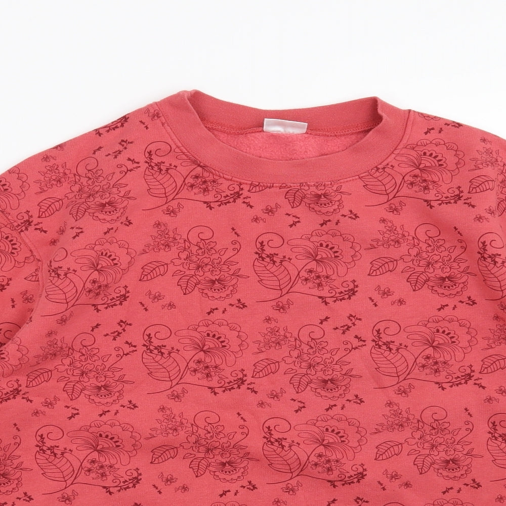 Damart Womens Pink Floral  Pullover Sweatshirt Size 14