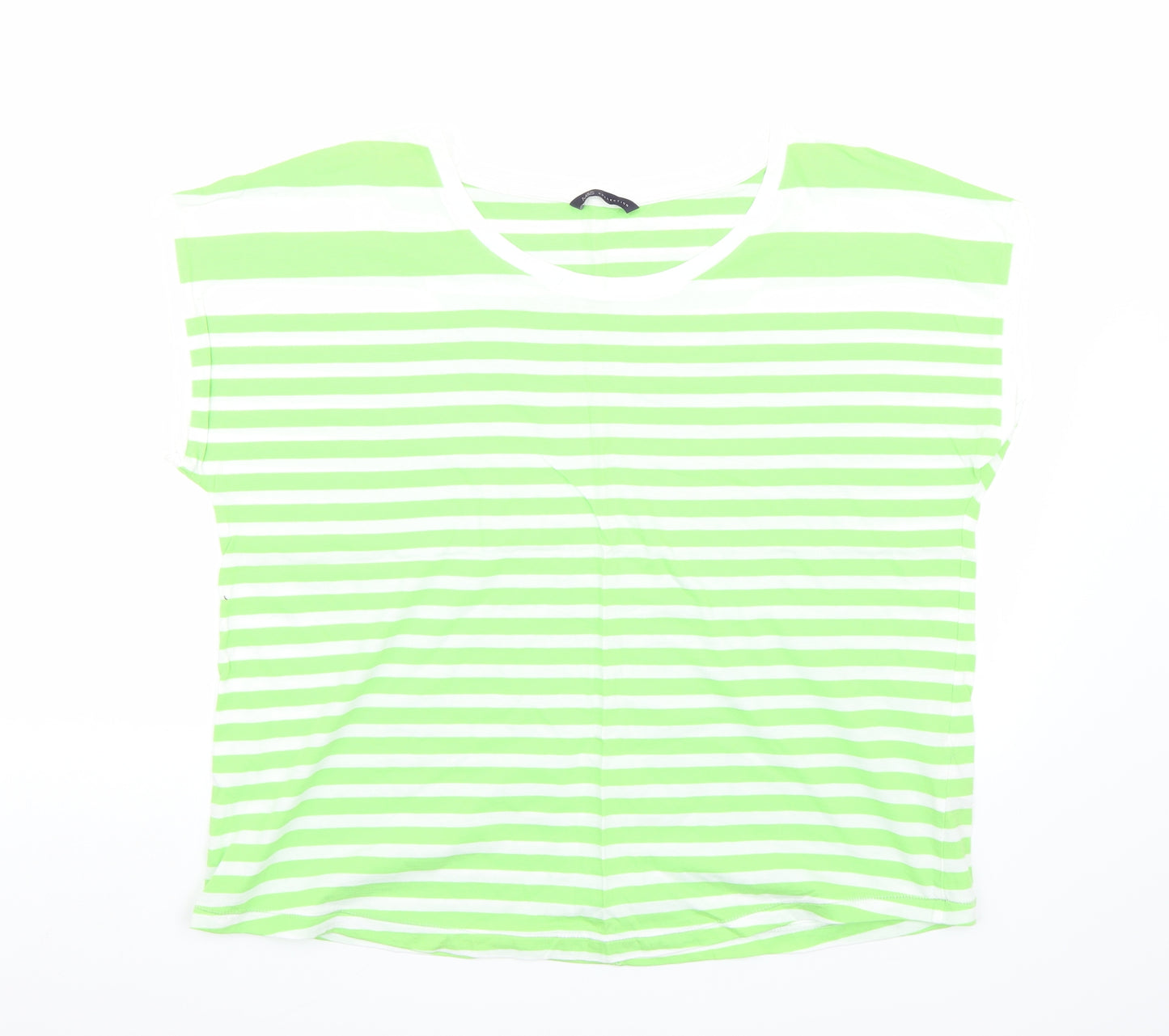 Marks and Spencer Womens Green Striped  Basic T-Shirt Size 20