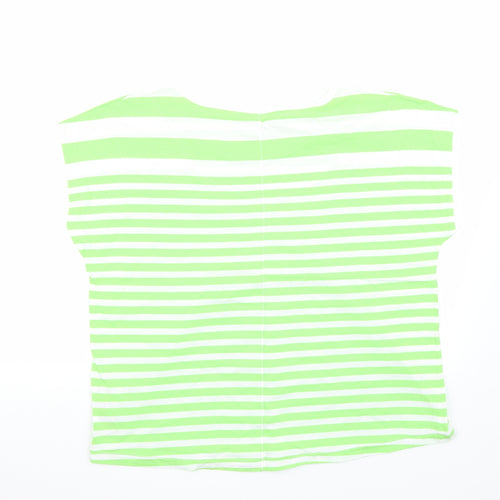 Marks and Spencer Womens Green Striped  Basic T-Shirt Size 20