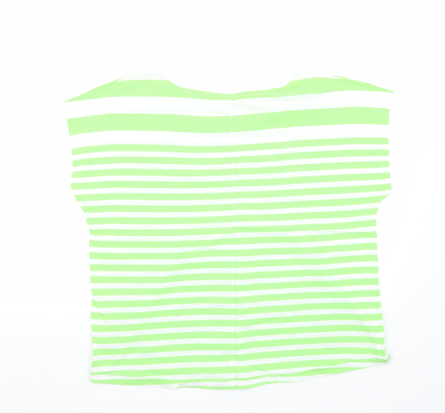 Marks and Spencer Womens Green Striped  Basic T-Shirt Size 20