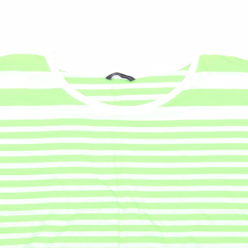 Marks and Spencer Womens Green Striped  Basic T-Shirt Size 20