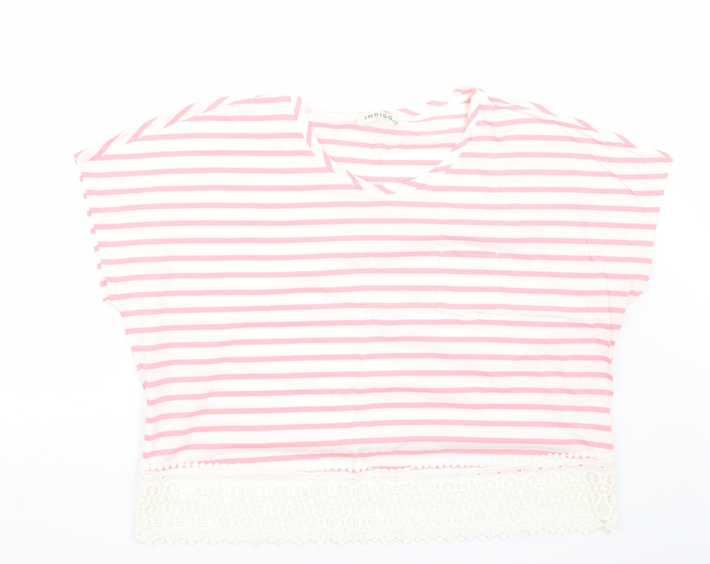 Marks and Spencer Womens Pink Striped  Basic T-Shirt Size 20