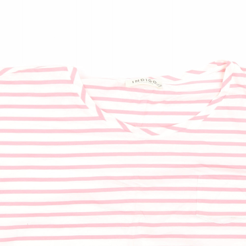 Marks and Spencer Womens Pink Striped  Basic T-Shirt Size 20