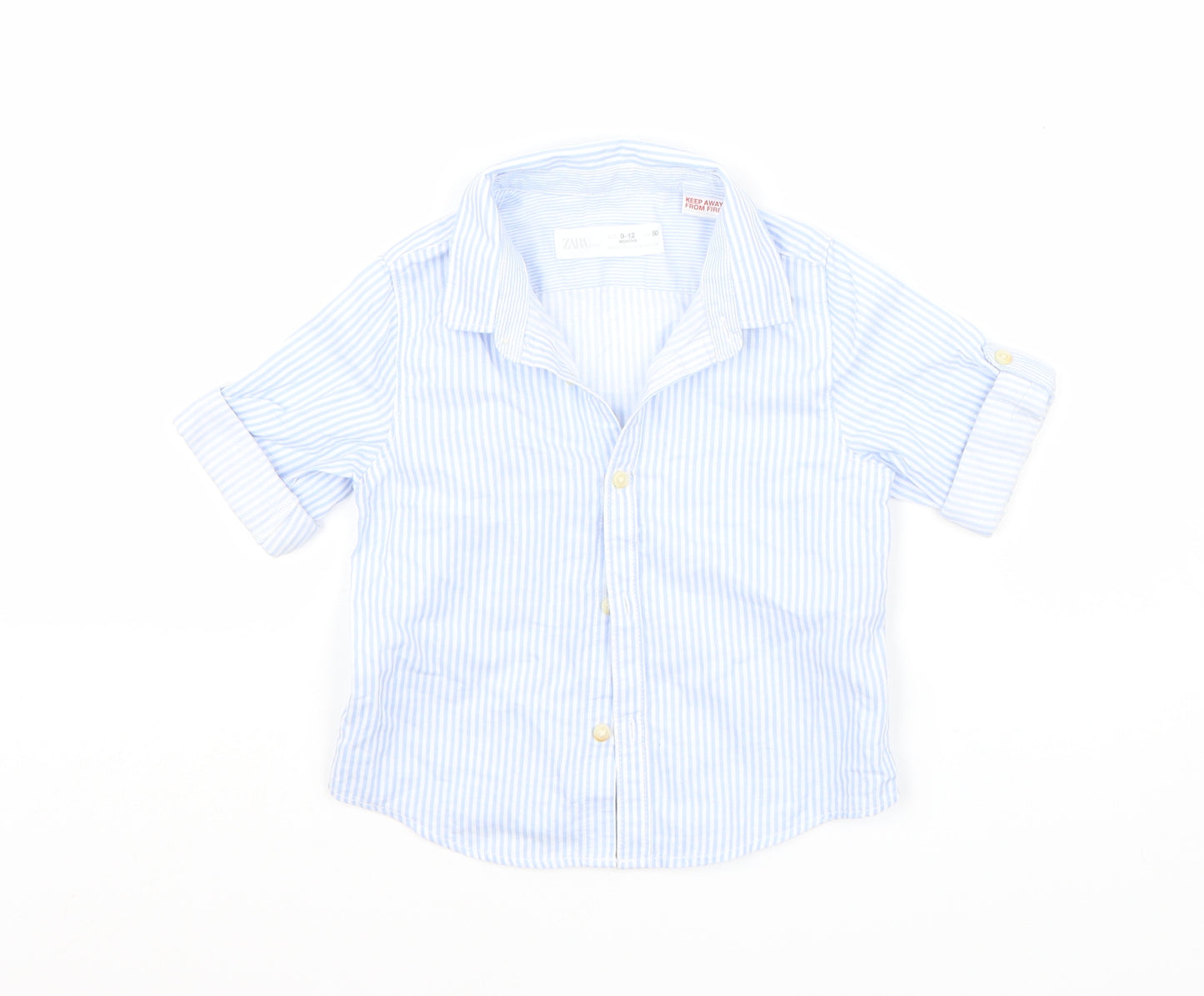 Zara Boys Blue Striped  Basic T-Shirt Size 9-12 Months