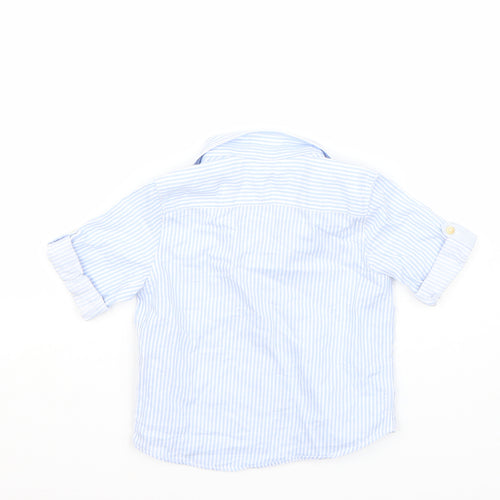 Zara Boys Blue Striped  Basic T-Shirt Size 9-12 Months