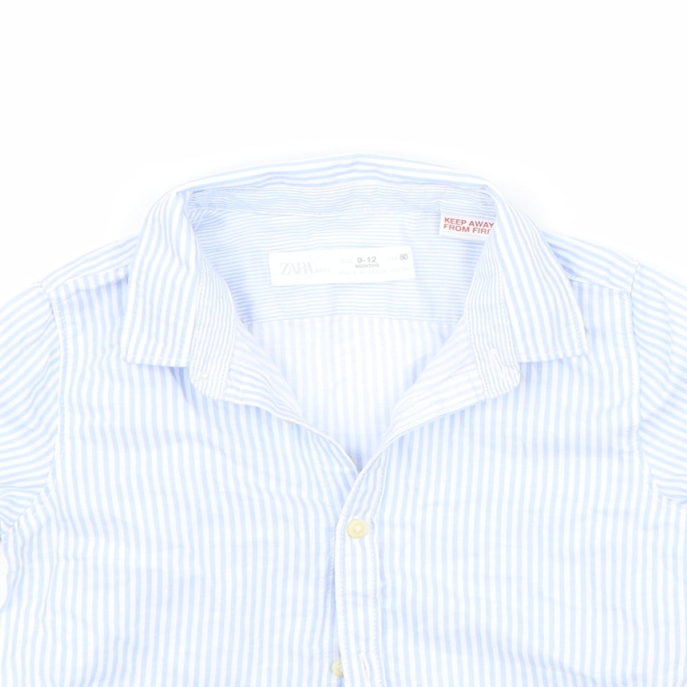 Zara Boys Blue Striped  Basic T-Shirt Size 9-12 Months