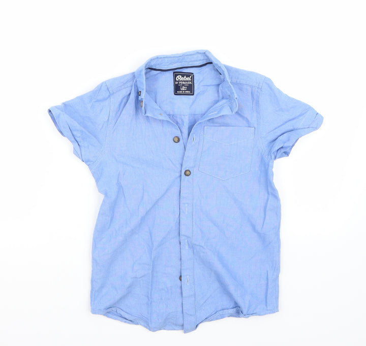 Rebel Boys Blue Rayon Basic Button-Up Size 7-8 Years