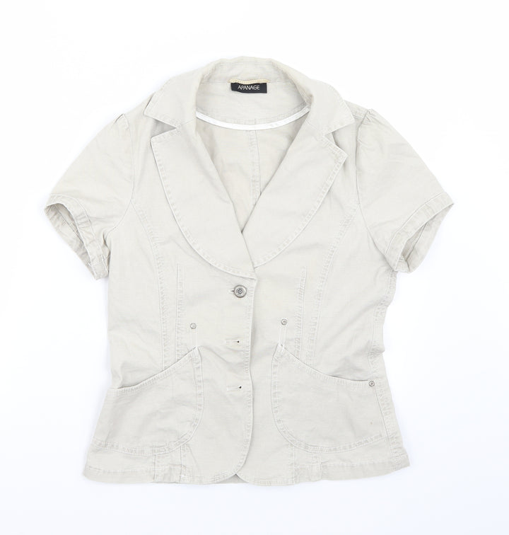 APANAGE Womens Beige Jacket Coat Size 10