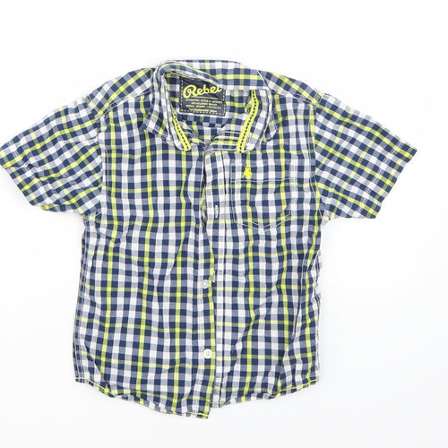 Rebel Boys Blue Check  Basic Button-Up Size 3-4 Years